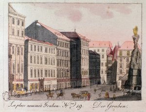 Veduta di Piazza Graben a Vienna. da Unknown artist