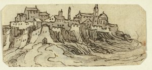 Veduta di una Città Collinare con Cattedrale da Unknown artist
