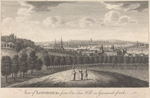 Veduta di Londra e della chiesa da One Tree Hill nel Greenwich Park da Unknown artist