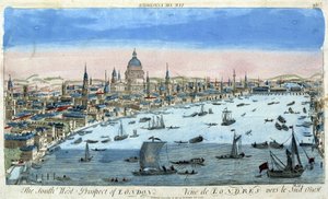 Veduta di Londra e del Tamigi, sud-ovest - veduta ottica da Unknown artist