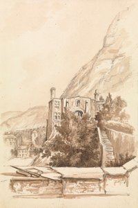 Veduta di una città con scogliere sullo sfondo da Unknown artist