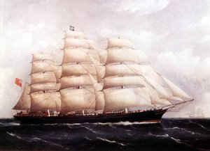 Veduta del Cutty Sark, nave britannica. Dipinto del XIX secolo
