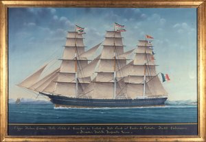 Veduta del clipper italiano Cosmos. Dipinto del XIX secolo da Unknown artist