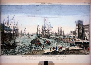 Veduta del Porto di Civitavecchia, città nello Stato della Chiesa, Italia. Veduta ottica del XVIII secolo da Unknown artist