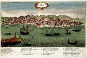 Veduta della città di Lisbona in Portogallo alla fine del XVIII secolo