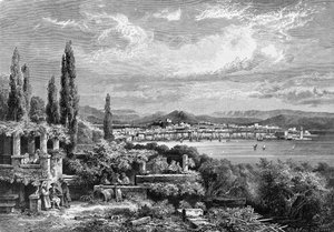 Veduta della città di Trieste (in periodo austriaco), incisione del 1885 da Unknown artist