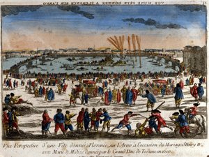 Vista della festa data a Firenze sulle rive del fiume Arno dal Granduca di Toscana in occasione del matrimonio di Enrico IV con Maria de