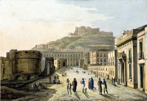 Veduta della strada del molo e del Castel Sant