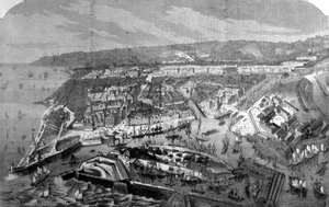 Vista del porto di Le Havre. 1868 Incisione del XIX secolo da Unknown artist