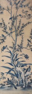 Pannello di carta da parati con uccelli e alberi in fiore da Unknown artist