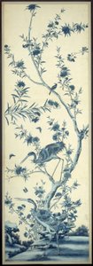 Pannello di carta da parati con uccelli e alberi in fiore da Unknown artist