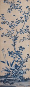 Pannello di carta da parati con uccelli e alberi in fiore da Unknown artist