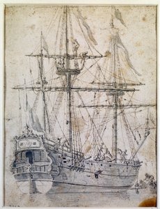 Nave da guerra: lavaggio a inchiostro del XVIII secolo da Unknown artist