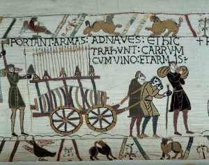 Armi e vino portati alle navi durante il rifornimento per la conquista dell