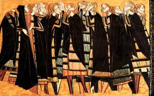 Pianto in mantello nero sulla tomba del Cavaliere Don Sancho Saiz de Carillo, dettaglio dell