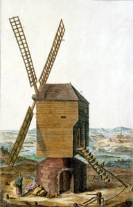 Mulino a vento. Incisione del XVIII secolo.