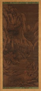 Paesaggio Invernale: colline e fiume; figure di viaggiatori a cavallo da Unknown artist