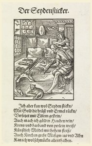 Xilografia (facsimile): Un ricamatore al lavoro da Unknown artist