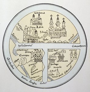 Mappa del mondo da un manoscritto di Lipsia dell