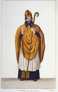 Ritratto di San Germano. Vescovo di Parigi nel 555 incisione del 1830 da Unknown artist