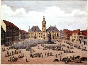 La piazza pubblica della città di Mannheim (Germania). da Unknown artist