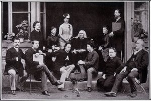Franz Liszt (1811-1886), a Weimar, nel circolo dei suoi allievi preferiti da Unknown photographer