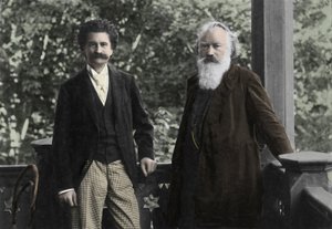 Johannes Brahms (1833-1897) con Johann Strauss (1825-1899) da Unknown photographer