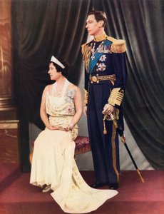 Re Giorgio VI e Regina Elisabetta. Giorgio VI, Alberto Federico Arturo Giorgio 1895-1952. Re del Regno Unito e dei Domini del Commonwealth britannico. Elisabetta Angela Margherita Bowes-Lyon da Unknown photographer