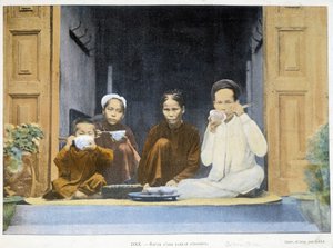 Pasto di una famiglia Annamita, c. 1895, "Intorno al mondo", fine XIX secolo da Unknown photographer