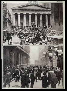 In alto: Giorni neri a Wall Street; In basso: la Borsa di Londra al tempo del crollo del 1929, da 
