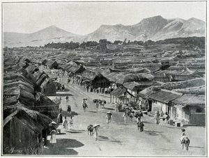 Veduta della strada principale di Seoul, capitale della Corea nel XIX secolo da Unknown photographer