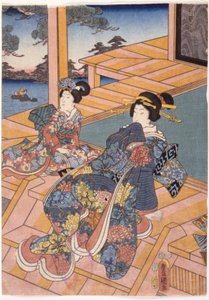 Due signore su una terrazza da Utagawa (1786 1865) Kunisada
