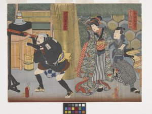 Wada Shizuma, la figlia di Kobei Osode, e un domestico della famiglia Sawai da Utagawa (1786 1865) Kunisada