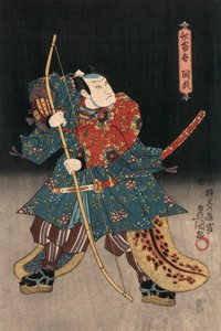 Stampa ukiyo-e di un attore che interpreta un samurai di Kunisada da Utagawa Kunisada