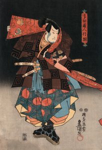Stampa Ukiyo-e di un attore che interpreta un samurai di Kunisada da Utagawa Kunisada