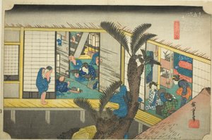 Akasaka: Cameriere in una locanda, dalla serie "Le cinquantatré stazioni del Tokaido" da Utagawa Hiroshige