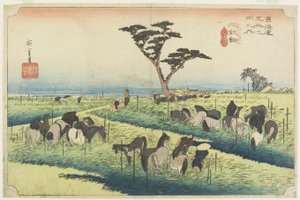 Fiera dei cavalli di aprile, Chiryu_, c. 1833 da Utagawa Hiroshige