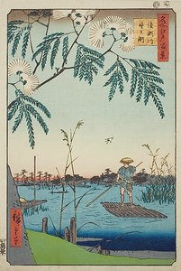 Fiume Ayase e Kanegafuchi (Ayasegawa Kanegafuchi), n. 63 della serie "Cento vedute famose di Edo (Meisho Edo hyakkei)".