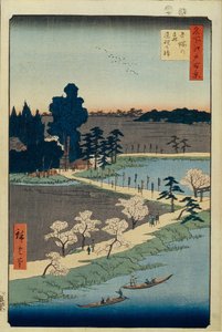 Santuario di Azuma no mori e il Canforo Intrecciato Cento Famosi Vedute di Edo da Utagawa Hiroshige