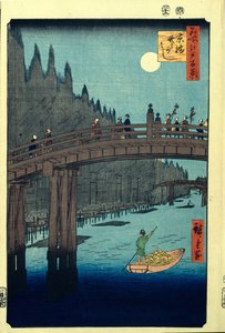 Bamboo Quay presso il ponte Kyobashi. Cento famose vedute di Edo da Utagawa Hiroshige