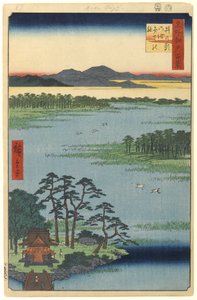 Santuario Benten, stagno Inokashira, n. 87 da Cento famosi vedute di Edo, 1856 da Utagawa Hiroshige
