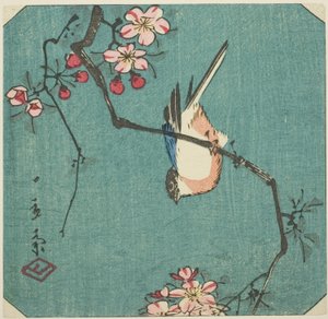 Fringuello, sezione di una stampa harimaze senza titolo da Utagawa Hiroshige