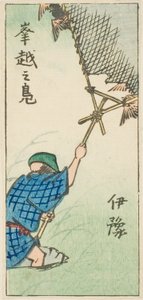 Cattura di Anatre Selvatiche nella Provincia di Iyo (Iyo, okoshi no kamo), sezione del foglio n. 16 dalla serie "Immagini Ritagliate delle Province (Kunizukushi harimaze zue)" da Utagawa Hiroshige