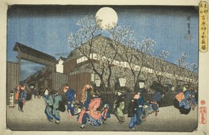 Fiori di ciliegio di notte a Nakanocho nello Yoshiwara (Yoshiwara Nakanocho yozakura), dalla serie "Luoghi famosi nella capitale orientale (Toto meisho)"
