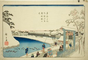 Pozzo dei Ciliegi sul Fossato di Benkei fuori Sakurada (Soto Sakurada Benkeibori sakura no i), dalla serie "Luoghi Famosi della Capitale Orientale (Toto meisho)" da Utagawa Hiroshige