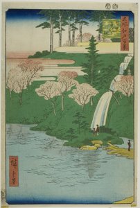 Stagno di Chiyogaike, Meguro (Meguro Chiyogaike), dalla serie "Cento vedute famose di Edo (Meisho Edo hyakkei)". da Utagawa Hiroshige