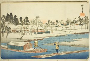 Bel tempo dopo la neve a Massaki (Massaki yukibare no zu), dalla serie "Luoghi famosi nella capitale orientale (Toto meisho)" da Utagawa Hiroshige