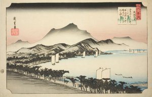 Tempo sereno ad Awazu (Awazu seiran), dalla serie "Otto vedute di Omi (Omi hakkei no uchi)" da Utagawa Hiroshige