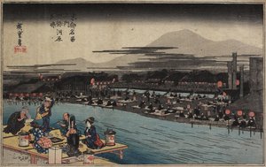 Fresco della sera al fiume Shijo, c.1834