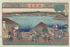 Cortigiane che osservano i fiori di ciliegio a Ho_raitei in Ikenohata, c. 1835-1842